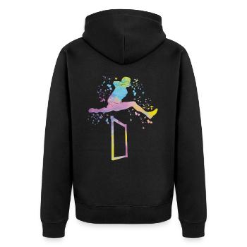 Hurdle Run Obstacle Course Kids Hurdle Run - Unisex Premium Organic Zip Hoodie - black - Back - Nico (187cm)