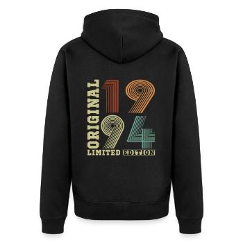 1994 Vintage Retro Geburtstagsgeschenk - Unisex Premium Bio Zip Hoodie - Schwarz - Hinten - Nico (187cm)