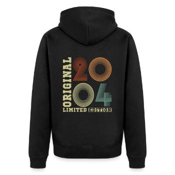 2004 Vintage Retro Geburtstagsgeschenk - Unisex Premium Bio Zip Hoodie - Schwarz - Hinten - Nico (187cm)