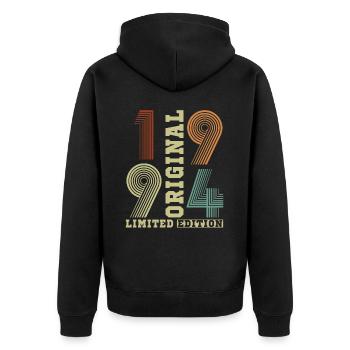 Cadeau d'anniversaire Vinatge 1994 - Veste à capuche bio Premium Unisexe - noir - Dos - Nico (187cm)