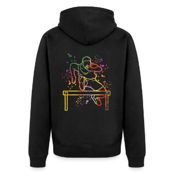 Hurdle Run Obstacle Course Kids Hurdle Run - Unisex Premium Organic Zip Hoodie - black - Back - Nico (187cm)