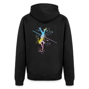 Stabhochspringer Kids Stabhochsprung - Unisex Premium Bio Zip Hoodie - Schwarz - Hinten - Nico (187cm)