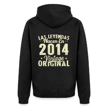 Original 2014 Vinatge Birthday Gift - Unisex Premium Organic Zip Hoodie - black - Back - Nico (187cm)