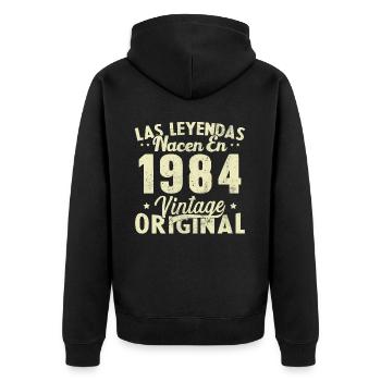 Original 1984 Vinatge 1984 Geburtstagsgeschenk - Unisex Premium Bio Zip Hoodie - Schwarz - Hinten - Nico (187cm)