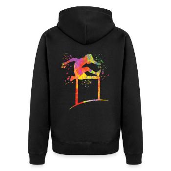 Hurdle Run Obstacle Course Kids Hurdle Run - Unisex Premium Organic Zip Hoodie - black - Back - Nico (187cm)