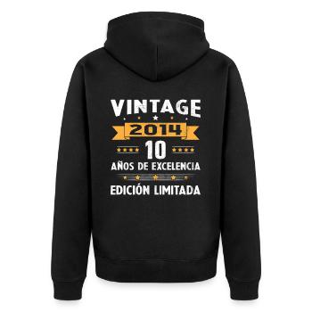 10 Jahre 2014 Geburtstagsgeschenk - Unisex Premium Bio Zip Hoodie - Schwarz - Hinten - Nico (187cm)