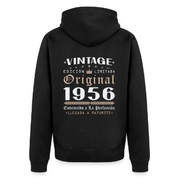 Vinatge 1956 Geburtstagsgeschenk - Unisex Premium Bio Zip Hoodie - Schwarz - Hinten - Nico (187cm)