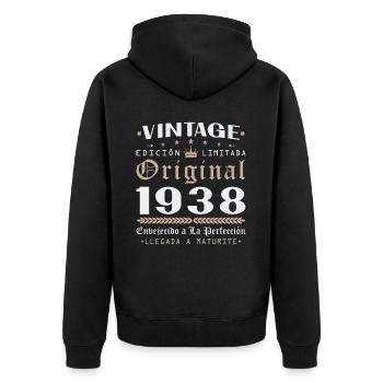Cadeau d'anniversaire Vinatge 1938 - Veste à capuche bio Premium Unisexe - noir - Dos - Nico (187cm)