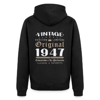 Cadeau d'anniversaire Vinatge 1947 - Veste à capuche bio Premium Unisexe - noir - Dos - Nico (187cm)