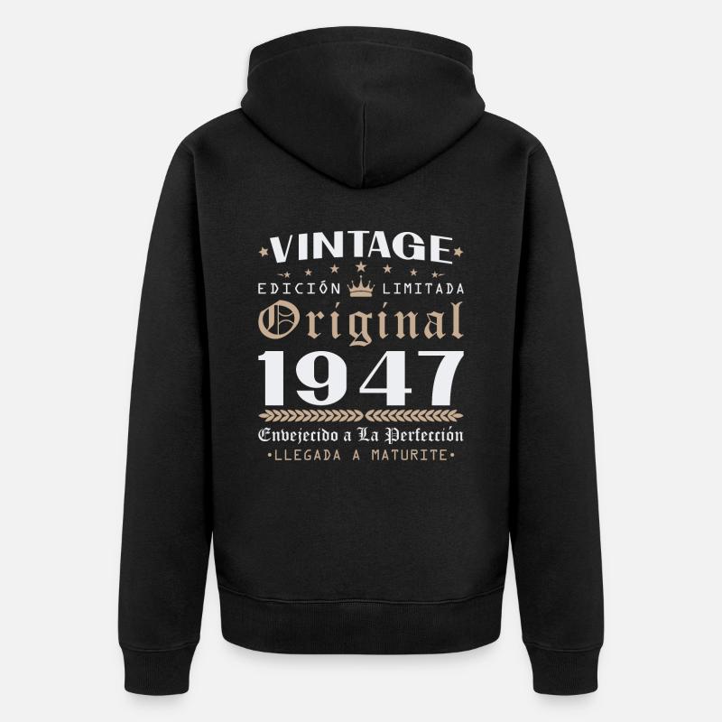 Cadeau d'anniversaire Vinatge 1947 - Veste à capuche bio Premium Unisexe - noir