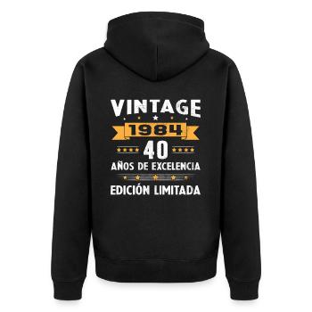 40 Jahre Vinatge 1984 Geburtstagsgeschenk - Unisex Premium Bio Zip Hoodie - Schwarz - Hinten - Nico (187cm)