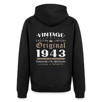 Cadeau d'anniversaire Vinatge 1943 - Veste à capuche bio Premium Unisexe - noir - Dos - Nico (187cm)