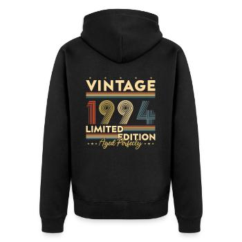 Cadeau d'anniversaire Vinatge 1994 - Veste à capuche bio Premium Unisexe - noir - Dos - Nico (187cm)