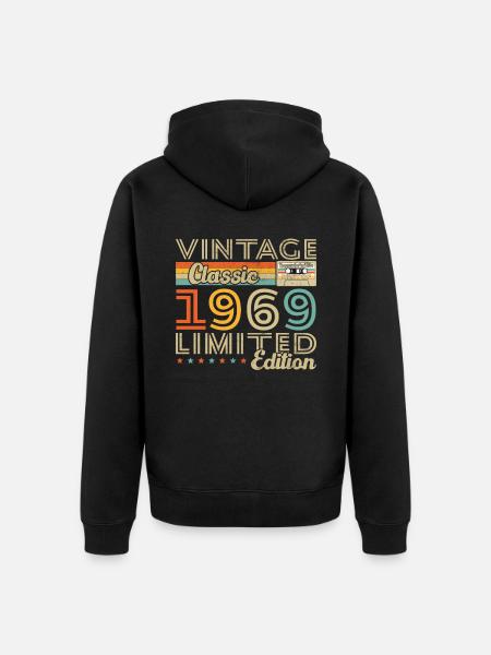 Cadeau d'anniversaire Vinatge 1969 - Veste à capuche bio Premium Unisexe - noir