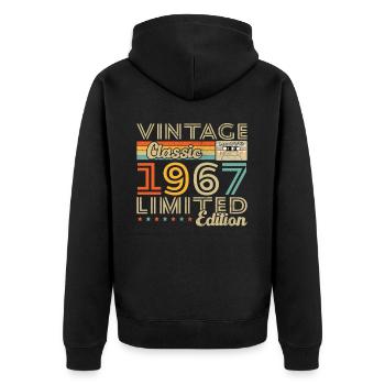 Cadeau d'anniversaire Vinatge 1967 - Veste à capuche bio Premium Unisexe - noir - Dos - Nico (187cm)