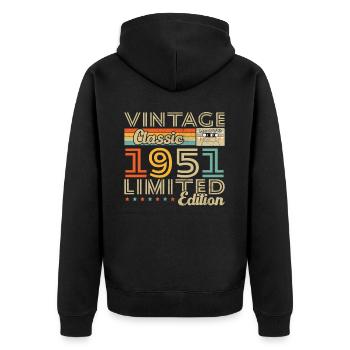 Cadeau d'anniversaire Vinatge 1951 - Veste à capuche bio Premium Unisexe - noir - Dos - Nico (187cm)