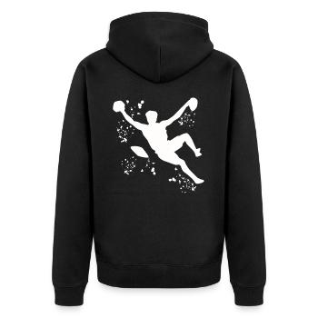 Boulderer Colorsplash Boulder Bouldering - Unisex Premium Organic Zip Hoodie - black - Back - Nico (187cm)