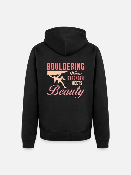 Bouldering Strength Meets Beauty Bouldering - Unisex Premium Organic Zip Hoodie - black