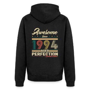 1994 Vintage Retro Geburtstagsgeschenk - Unisex Premium Bio Zip Hoodie - Schwarz - Hinten - Nico (187cm)