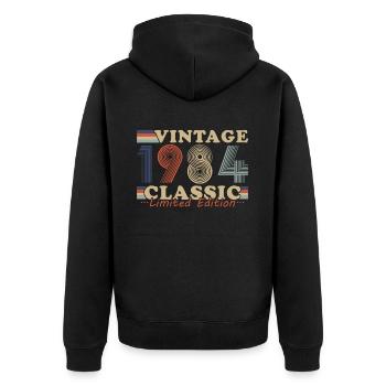 1984 Vintage Retro Geburtstagsgeschenk - Unisex Premium Bio Zip Hoodie - Schwarz - Hinten - Nico (187cm)