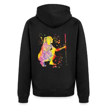 Golfer Colorsplash Kinder Miniaturgolf - Unisex Premium Bio Zip Hoodie - Schwarz - Hinten - Nico (187cm)