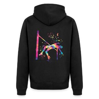 Saut en hauteur Aquarelle Saut en hauteur - Veste à capuche bio Premium Unisexe - noir - Dos - Nico (187cm)