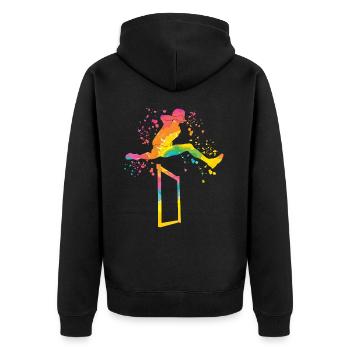 Hurdle Run Obstacle Course Kids Hurdle Run - Unisex Premium Organic Zip Hoodie - black - Back - Nico (187cm)