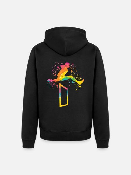 Aitajuoksu Esterata Lasten aitajuoksu - Premium unisex luomu-huppari vetoketjulla - musta