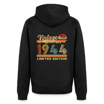 1944 Vintage Retro Geburtstagsgeschenk - Unisex Premium Bio Zip Hoodie - Schwarz - Hinten - Nico (187cm)
