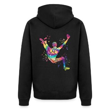 Boulderer Colorsplash Boulder Bouldering - Unisex Premium Organic Zip Hoodie - black - Back - Nico (187cm)