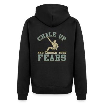 Kreide Und Zerquetsche Deine Ängste Beim Bouldern - Unisex Premium Bio Zip Hoodie - Schwarz - Hinten - Nico (187cm)