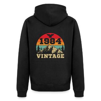 1984 Vintage Retro Geburtstagsgeschenk - Unisex Premium Bio Zip Hoodie - Schwarz - Hinten - Nico (187cm)