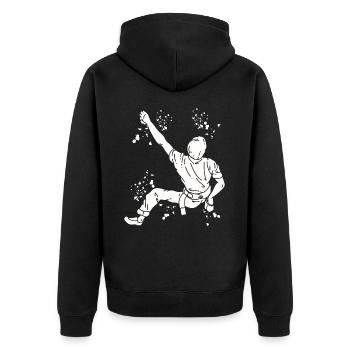 Boulderer Colorsplash Boulder Bouldering - Unisex Premium Organic Zip Hoodie - black - Back - Nico (187cm)