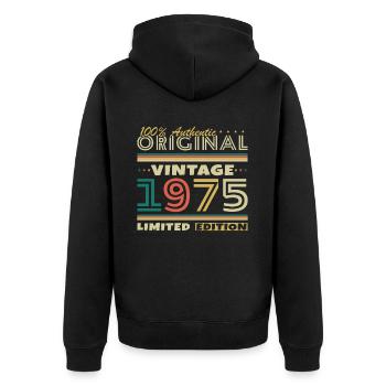 1975 Vintage Retro Geburtstagsgeschenk - Unisex Premium Bio Zip Hoodie - Schwarz - Hinten - Nico (187cm)