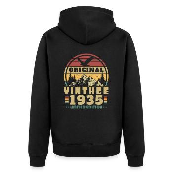 Original 1935 Vintage Retro Anniversary Gift - Unisex Premium Organic Zip Hoodie - black - Back - Nico (187cm)