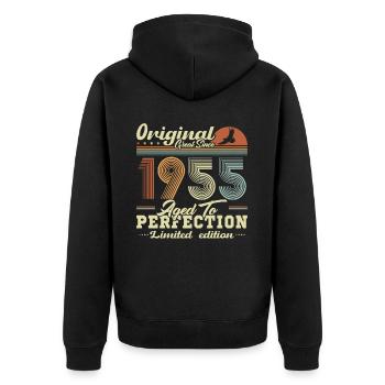 Original 1955 Vintage Retro Jubiläumsgeschenk - Unisex Premium Bio Zip Hoodie - Schwarz - Hinten - Nico (187cm)