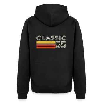 Retro Classic Nummer 55 Jahrgang 1955 - Unisex Premium Bio Zip Hoodie - Schwarz - Hinten - Nico (187cm)