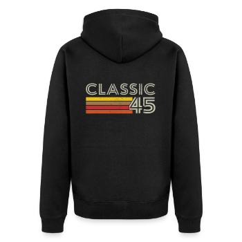 Retro Classic Nummer 45 Geboren 1945 - Unisex Premium Bio Zip Hoodie - Schwarz - Hinten - Nico (187cm)