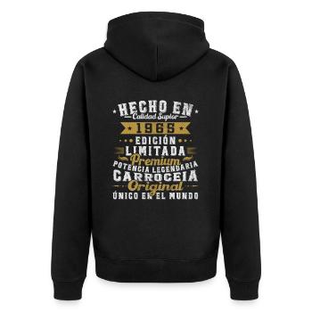 Fabriqué en 1965 60 ans d’anniversaire - Veste à capuche bio Premium Unisexe - noir - Dos - Nico (187cm)
