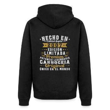 Fabriqué en 2007 18e anniversaire Vintage Gift - Veste à capuche bio Premium Unisexe - noir - Dos - Nico (187cm)