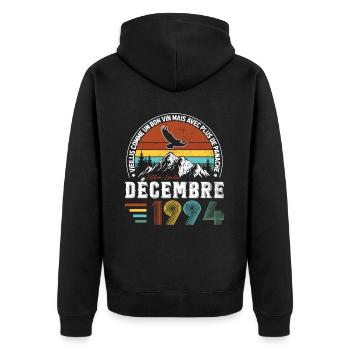 Décembre 1994 Vintage Retro Cadeau D’anniversaire - Veste à capuche bio Premium Unisexe - noir - Dos - Nico (187cm)