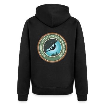 Bouldering Boulderer Bouldering - Unisex Premium Organic Zip Hoodie - black - Back - Nico (187cm)