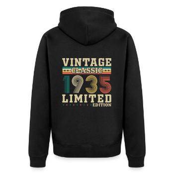 Original 1935 Vintage Retro Cadeau D’anniversaire - Veste à capuche bio Premium Unisexe - noir - Dos - Nico (187cm)