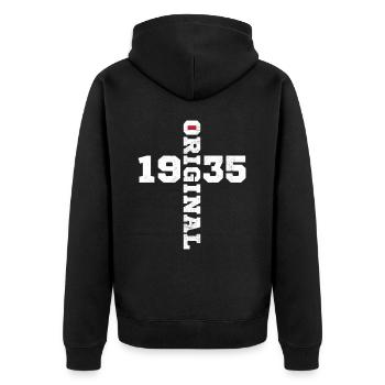 Original 1935 Vintage Cadeau Anniversaire Rétro - Veste à capuche bio Premium Unisexe - noir - Dos - Nico (187cm)