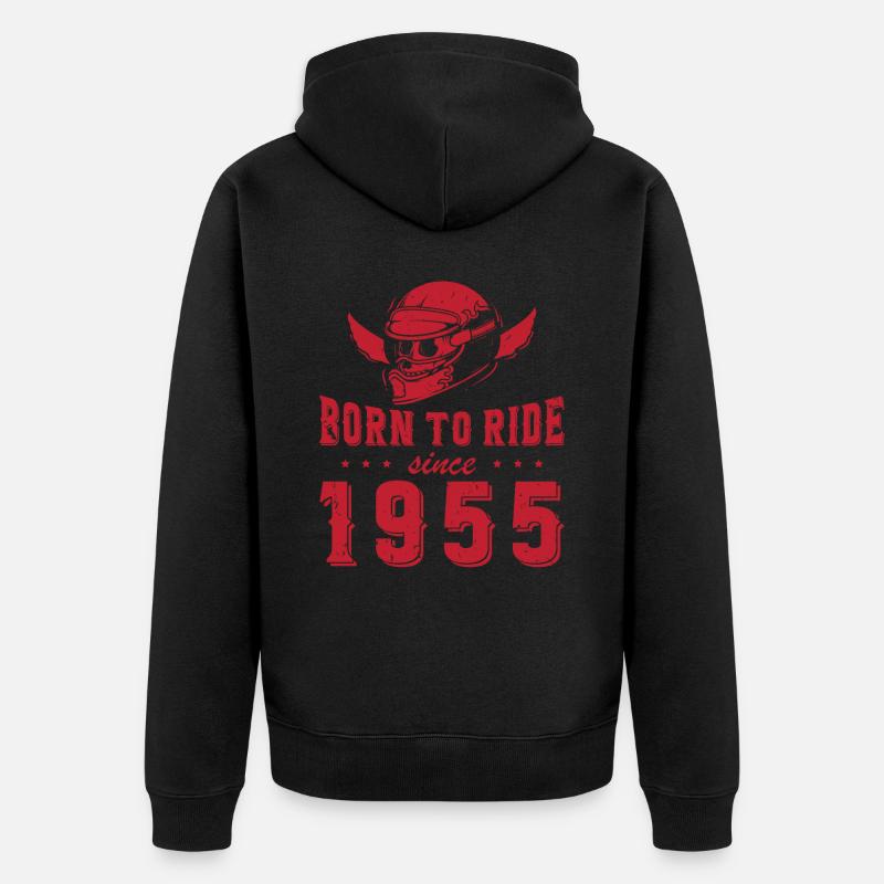 Né pour rouler depuis 1955 - Veste à capuche bio Premium Unisexe - noir