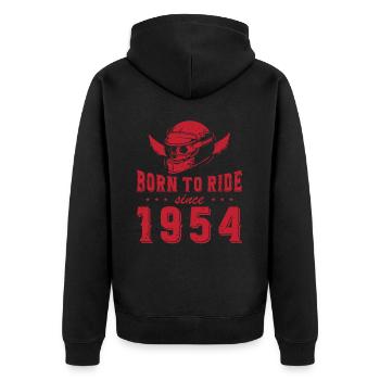 Born To Ride Since 1954 Biker Geschenk - Unisex Premium Bio Zip Hoodie - Schwarz - Hinten - Nico (187cm)