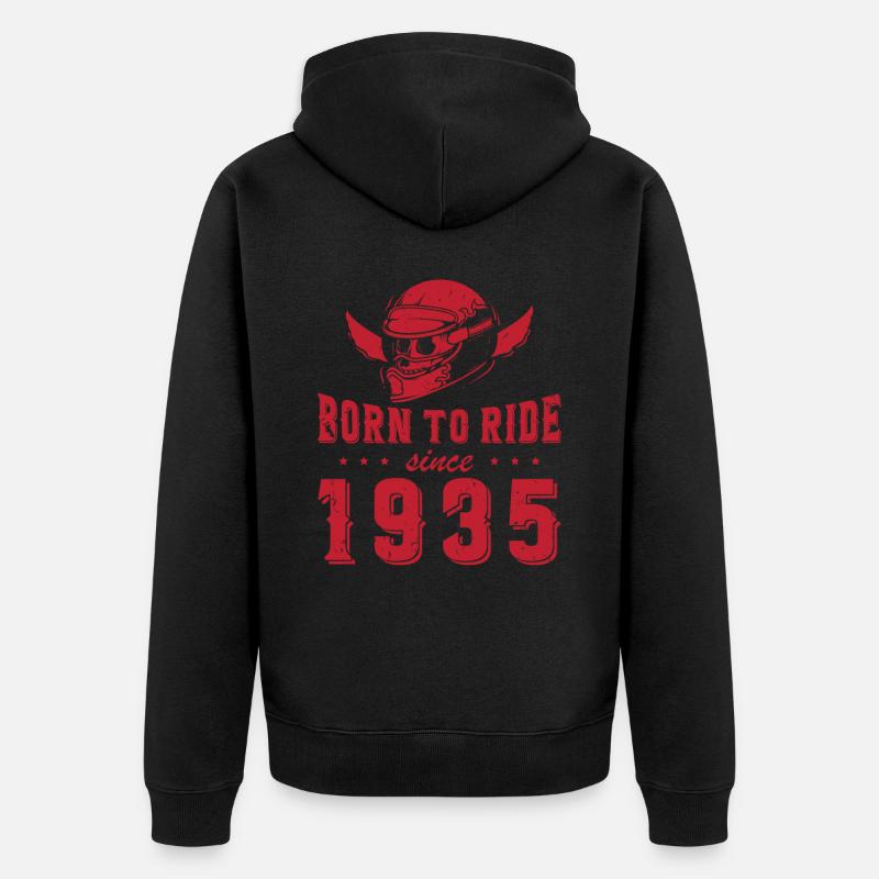 Né pour rouler depuis 1935 - Veste à capuche bio Premium Unisexe - noir