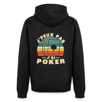 I Can't I Poker Humor Geschenk - Unisex Premium Bio Zip Hoodie - Schwarz - Hinten - Nico (187cm)