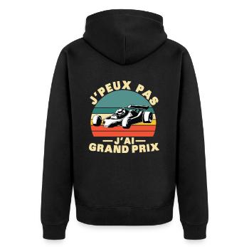 Ich kann nicht, ich habe einen tollen Preis - Unisex Premium Bio Zip Hoodie - Schwarz - Hinten - Nico (187cm)