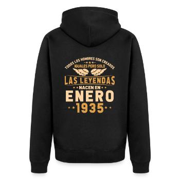 Cadeaux d’anniversaire Né en janvier 1935 - Veste à capuche bio Premium Unisexe - noir - Dos - Nico (187cm)